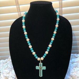 Blue cross necklace